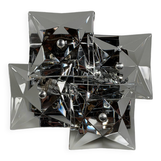 1960s 1970s Wall Sconce by Kinkeldey Lighting Germany in Glass & Chrome