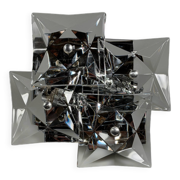 1960s 1970s Wall Sconce by Kinkeldey Lighting Germany in Glass & Chrome