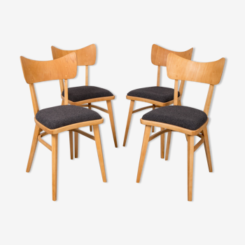 Set de 4 chaises de salle à manger, années 1960, tchécoslovaquie, midcentury, rembourrées