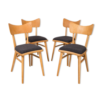 Set of 4 Dining Chairs, 1960s, Czechoslovakia, Midcentury, Reupholstered