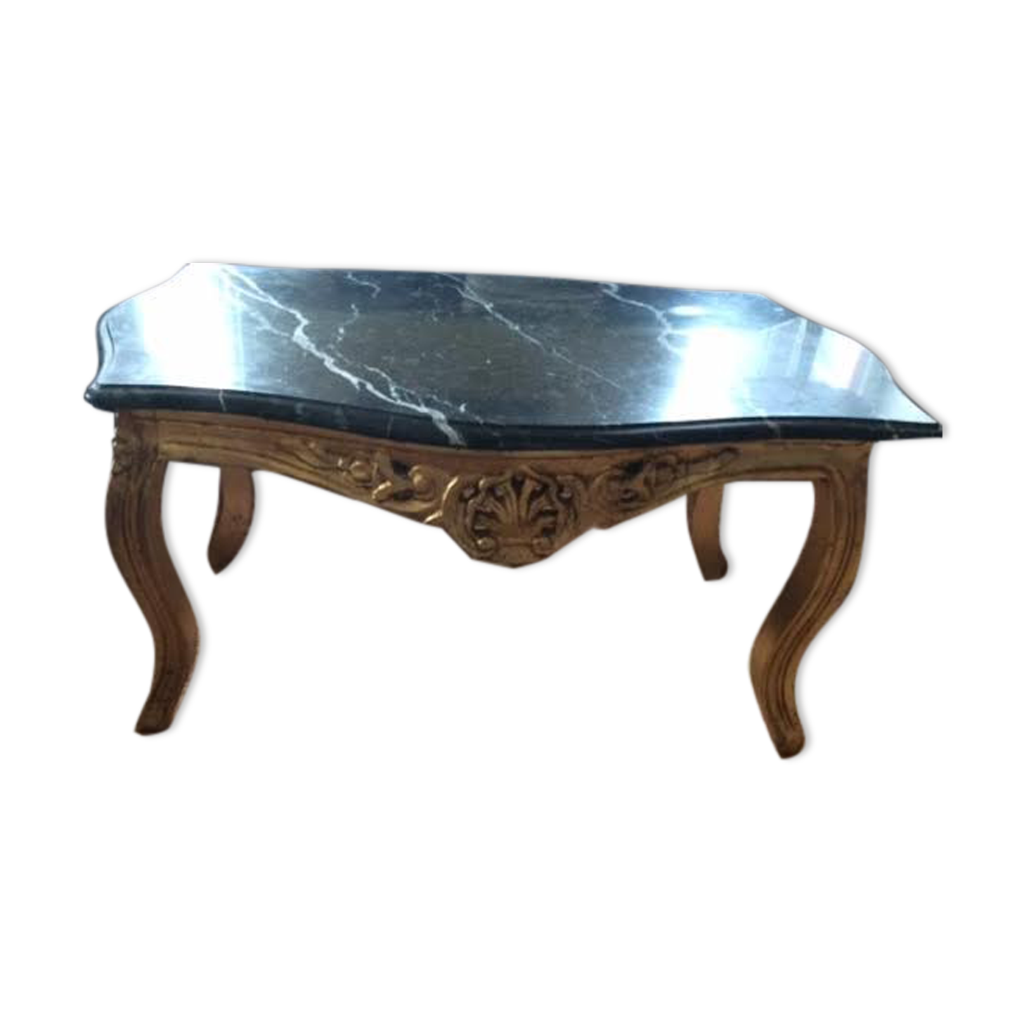Coffee table in wood and marble