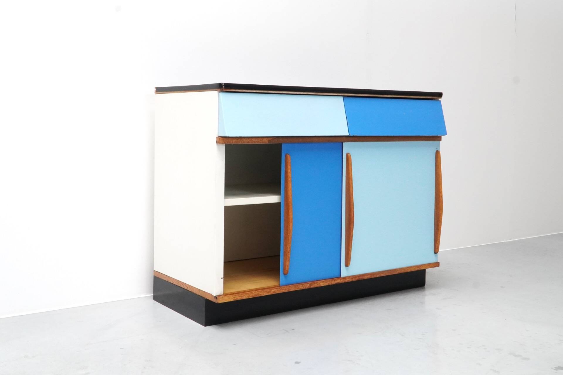 Willy Van Der Meeren, Blue Two-Tone Kitchen Cabinet for Tubax