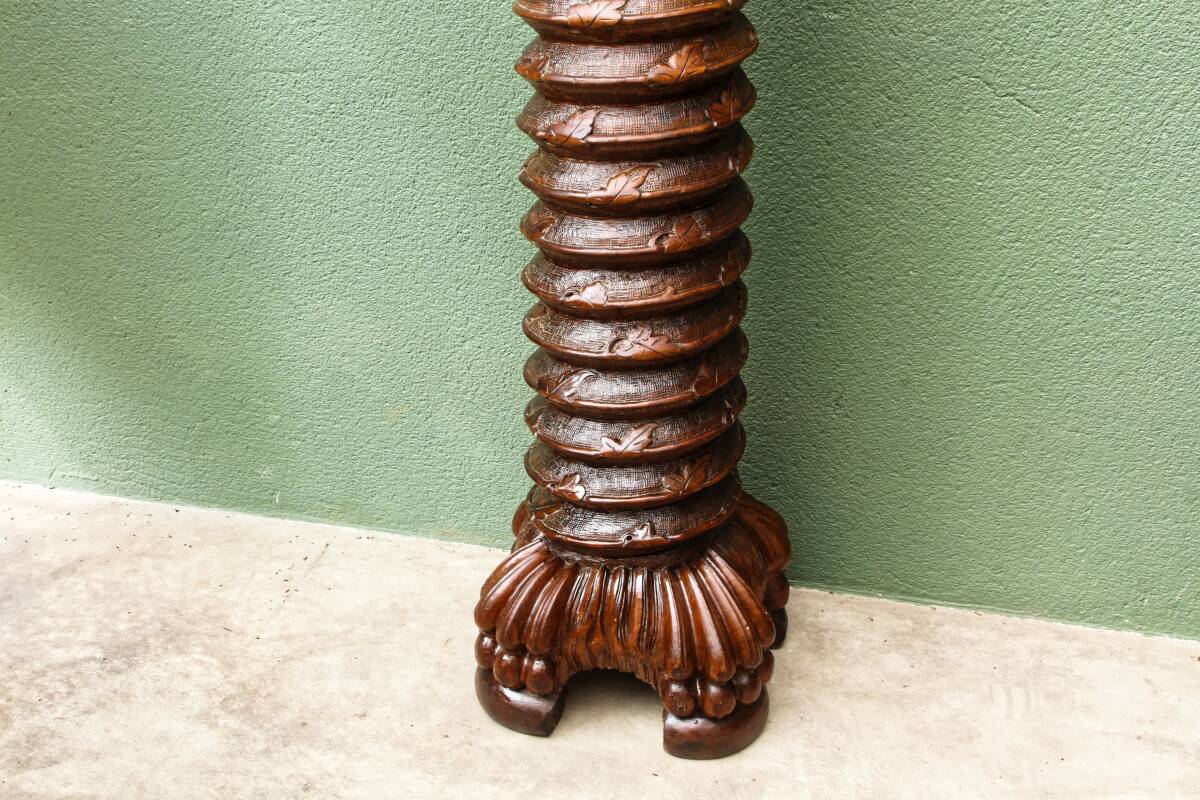Column, carved walnut press screw, 19th century