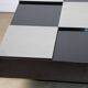 Vintage coffee table in lacquered wood and aluminium - 1970s