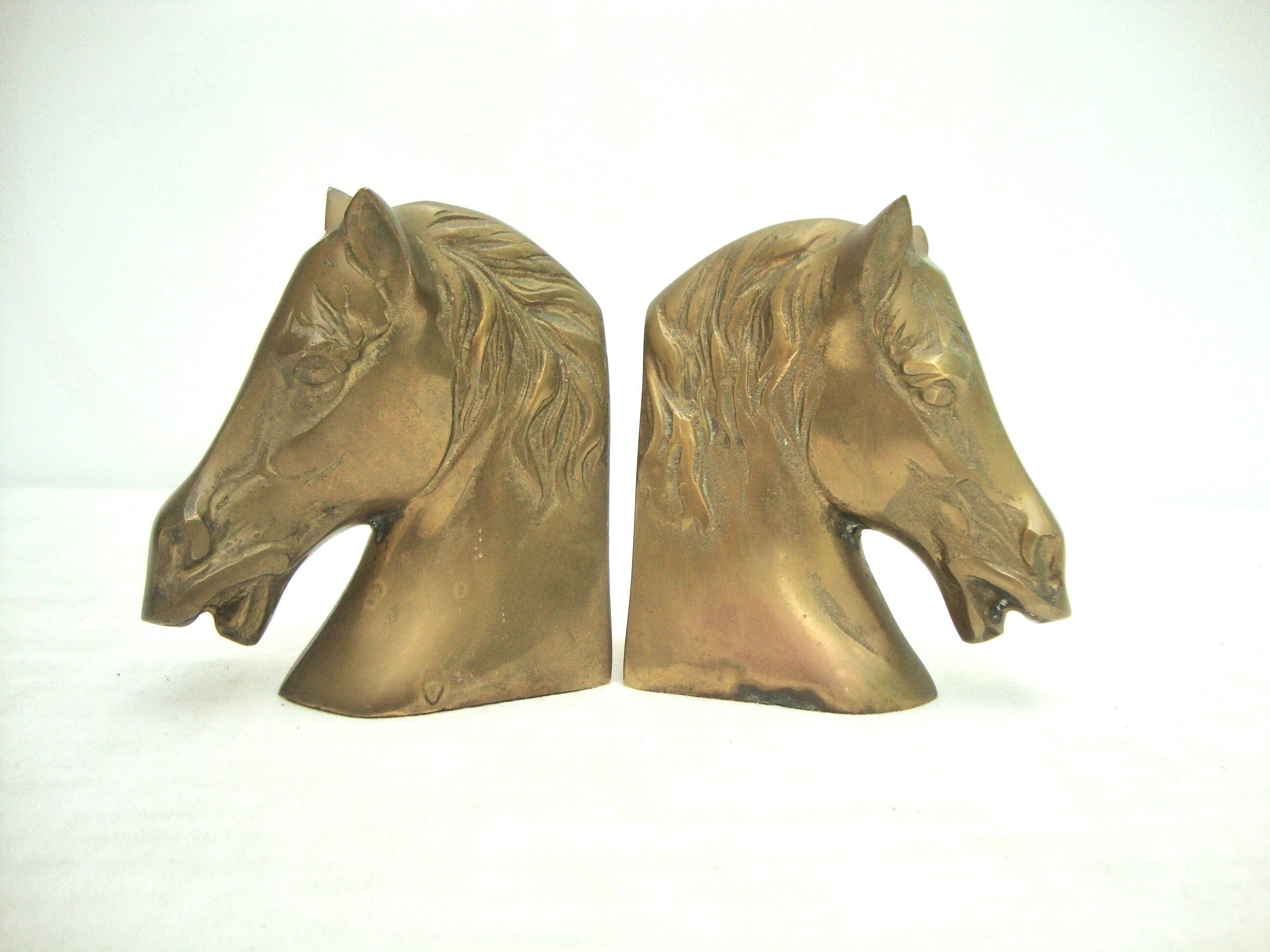 Brass horse bookends
