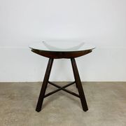Table d’appoint en bois et verre, Italie, années 60, guéridon