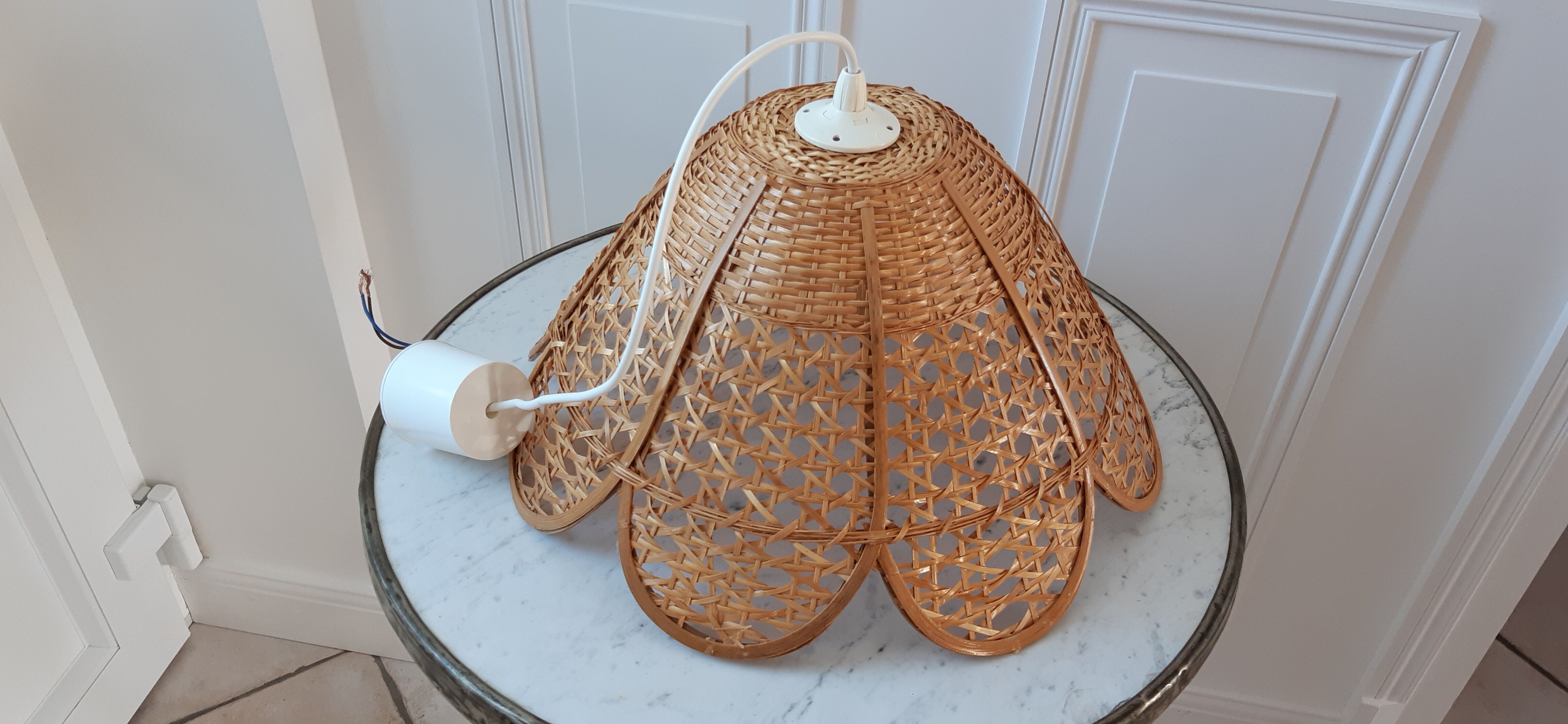 Wicker suspension / rattan flowers petal 70s