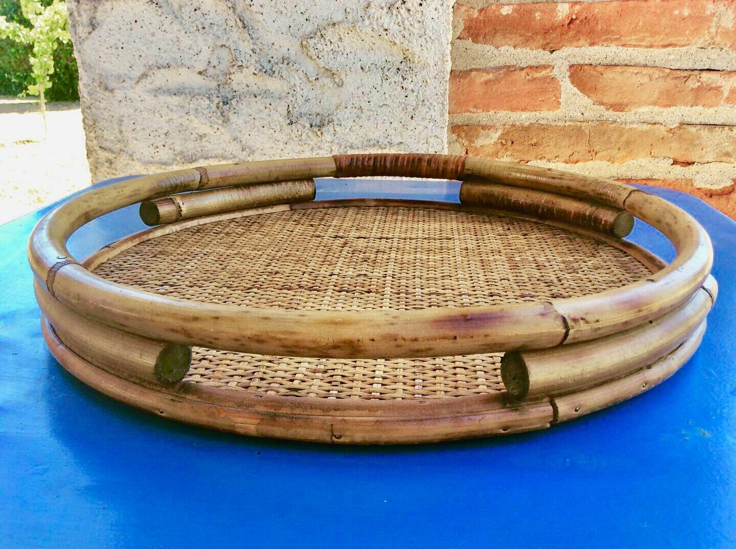 Bamboo and wicker tray