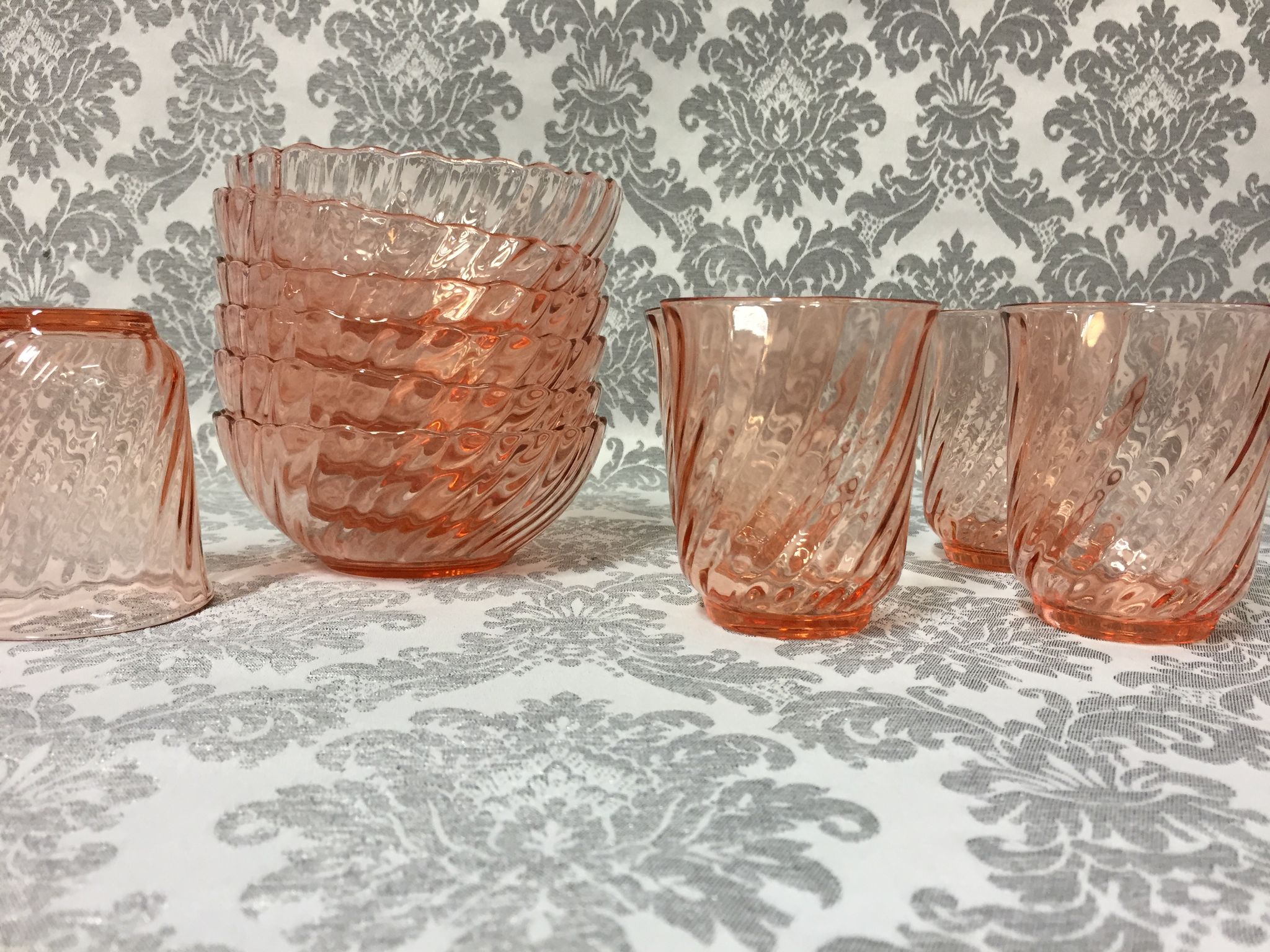 Lot service art table luminarc arcoroc model rosaline vintage 1950/1960