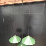 Enameled sheet metal cone pendants