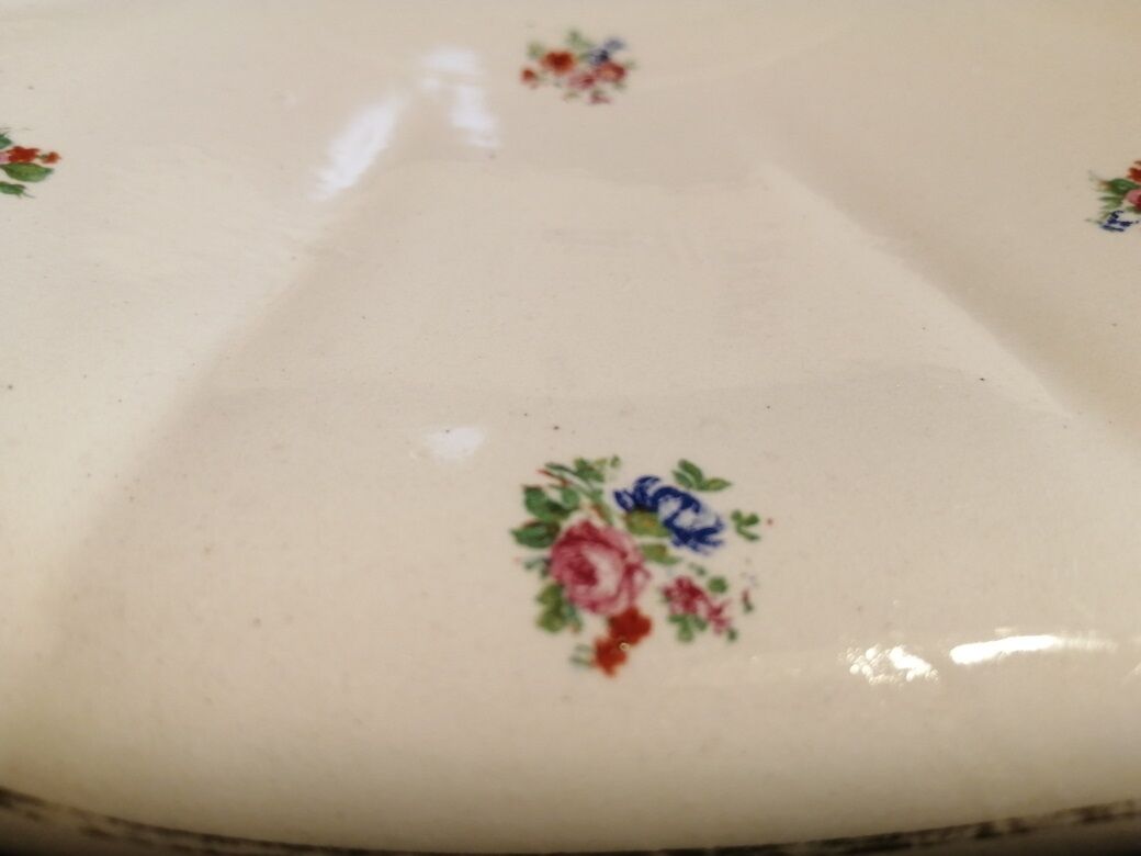 Porcelain fruit cup Sarreguemines Digoin Ancient flower bouquet