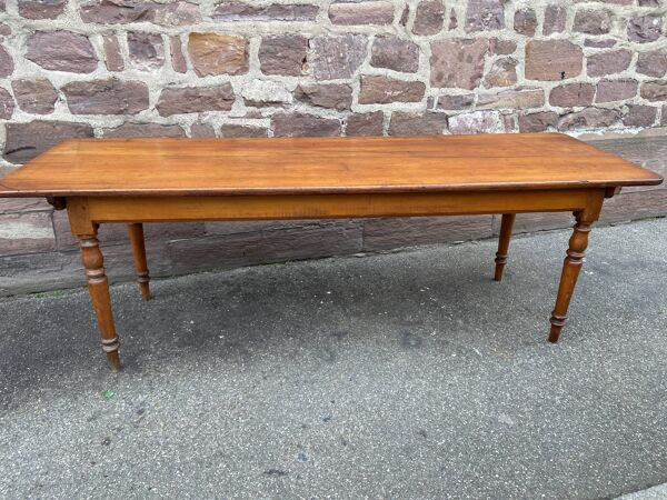 Table de ferme alsacienne 225 cm sapin teinte Merisier
