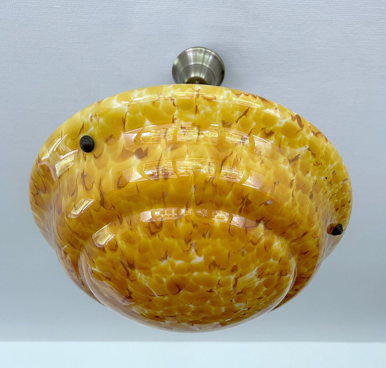 Art Deco amber glass pendant light, 1930s