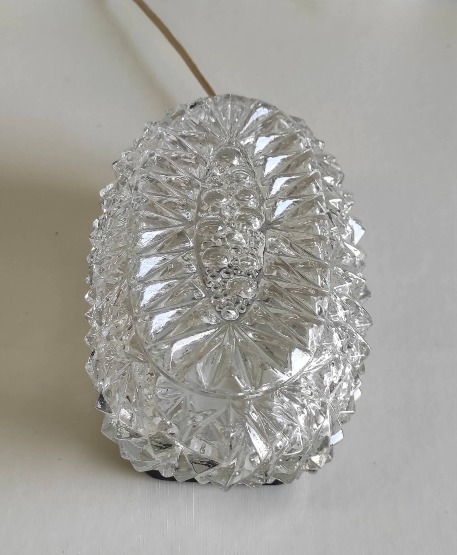Ceiling light or oval wall light in moulded glass - mid 20th century.