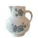 Antique water jug in ironstone, Sarreguemines, decorated with blue daisies.