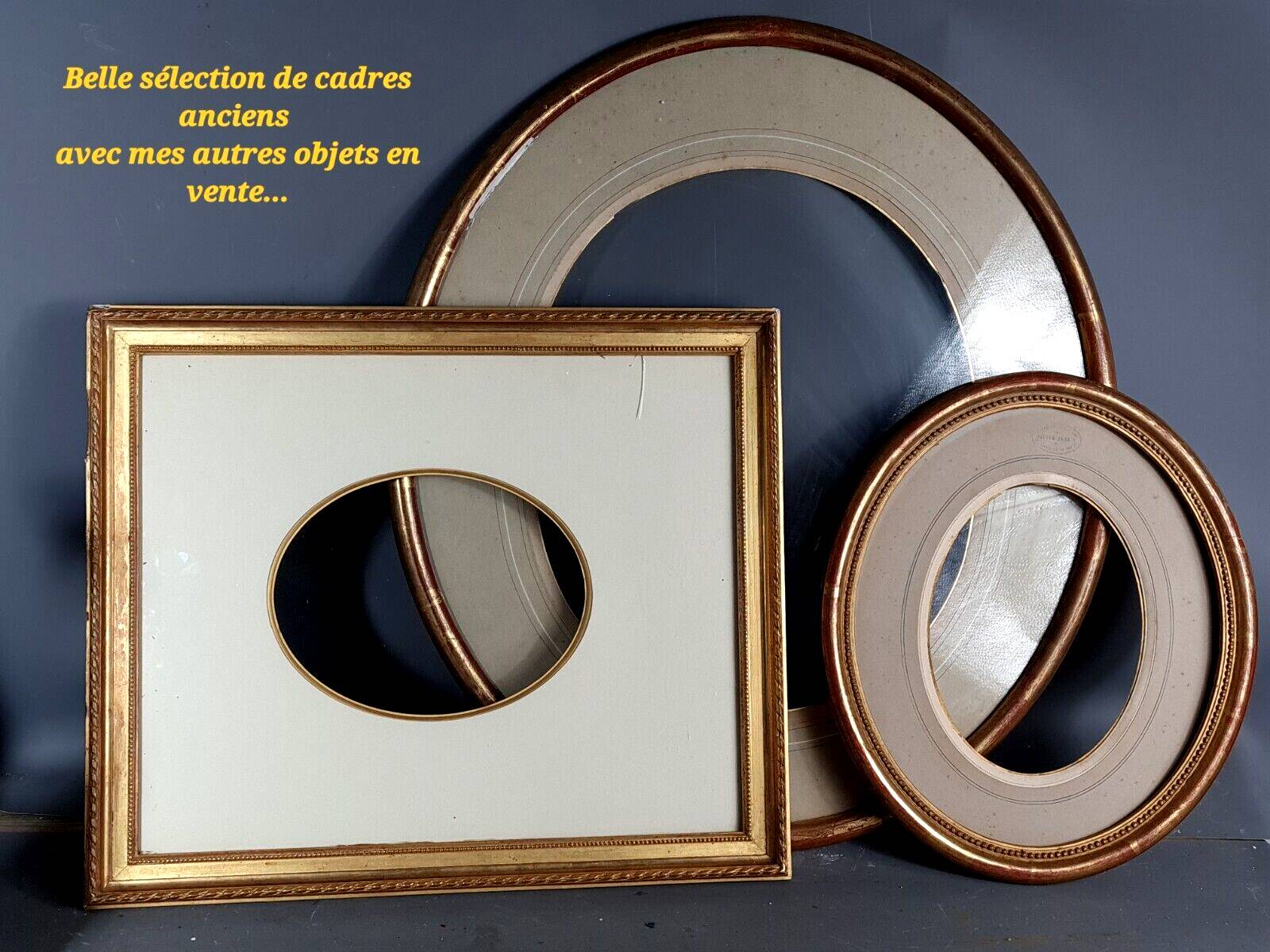 Old oval frame & glass 64x48 rebate 50x40 cm gilded stucco wood gold leaf
