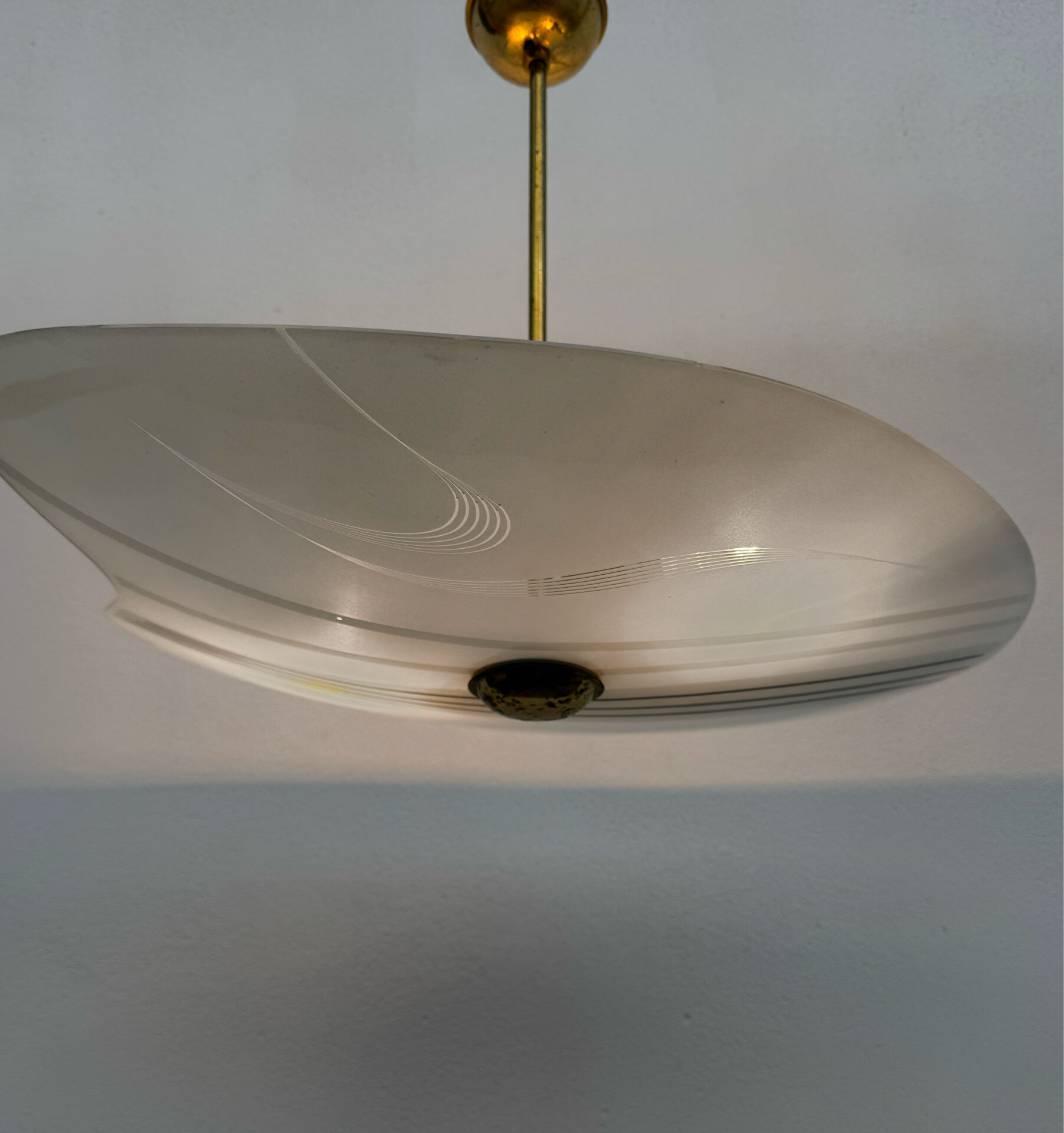 Screen-printed glass pendant from the 1960s