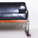 Black Slezak sofa made in 1930s Czechia