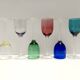 Set of Six Colorful Murano Blown Glass Wine Glasses, Italy 1980s