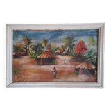 Tableau peint à l'huile et signé thème exotique