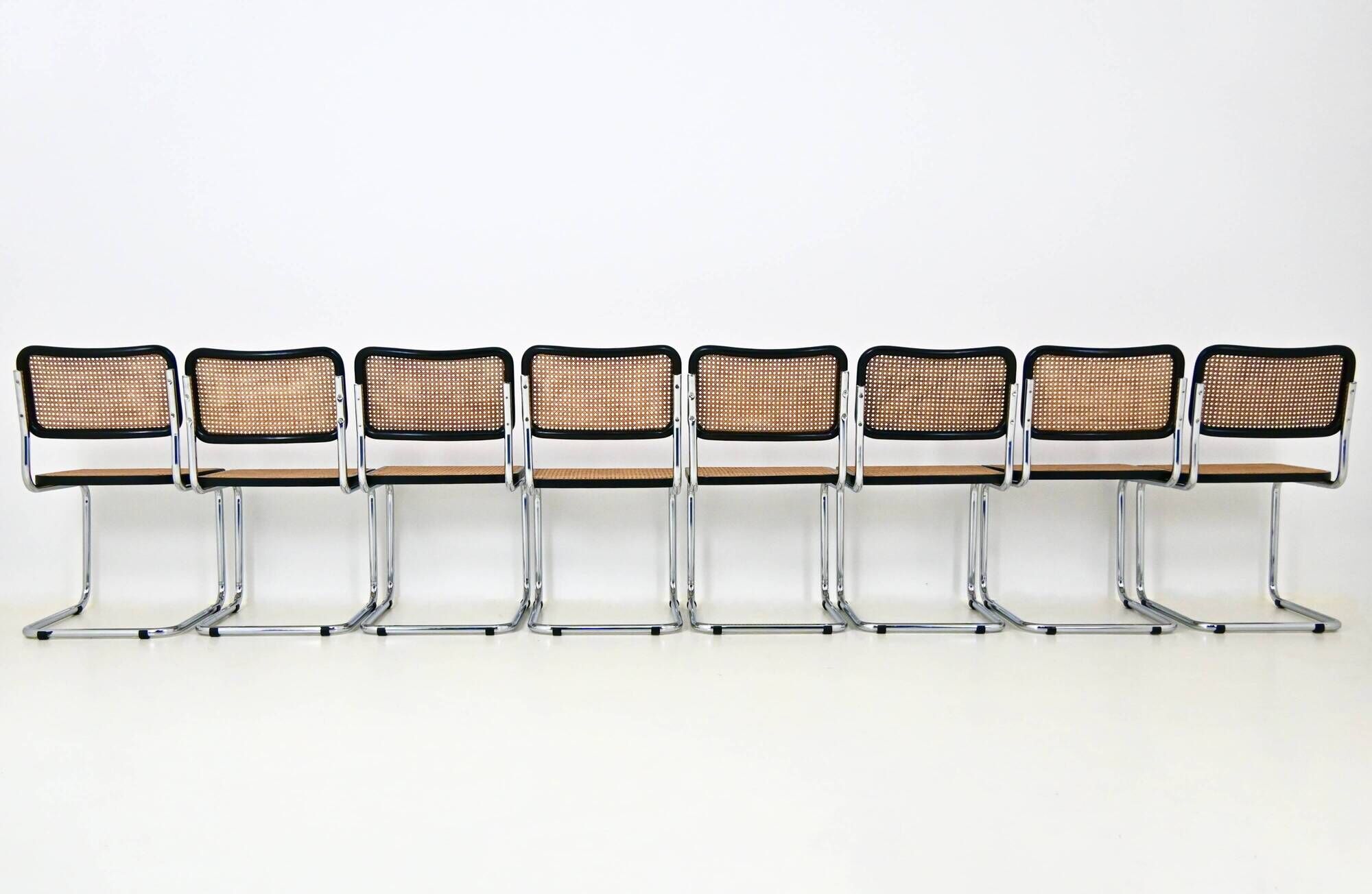 Set of 8 B32 model dining chairs by Marcel Breuer.