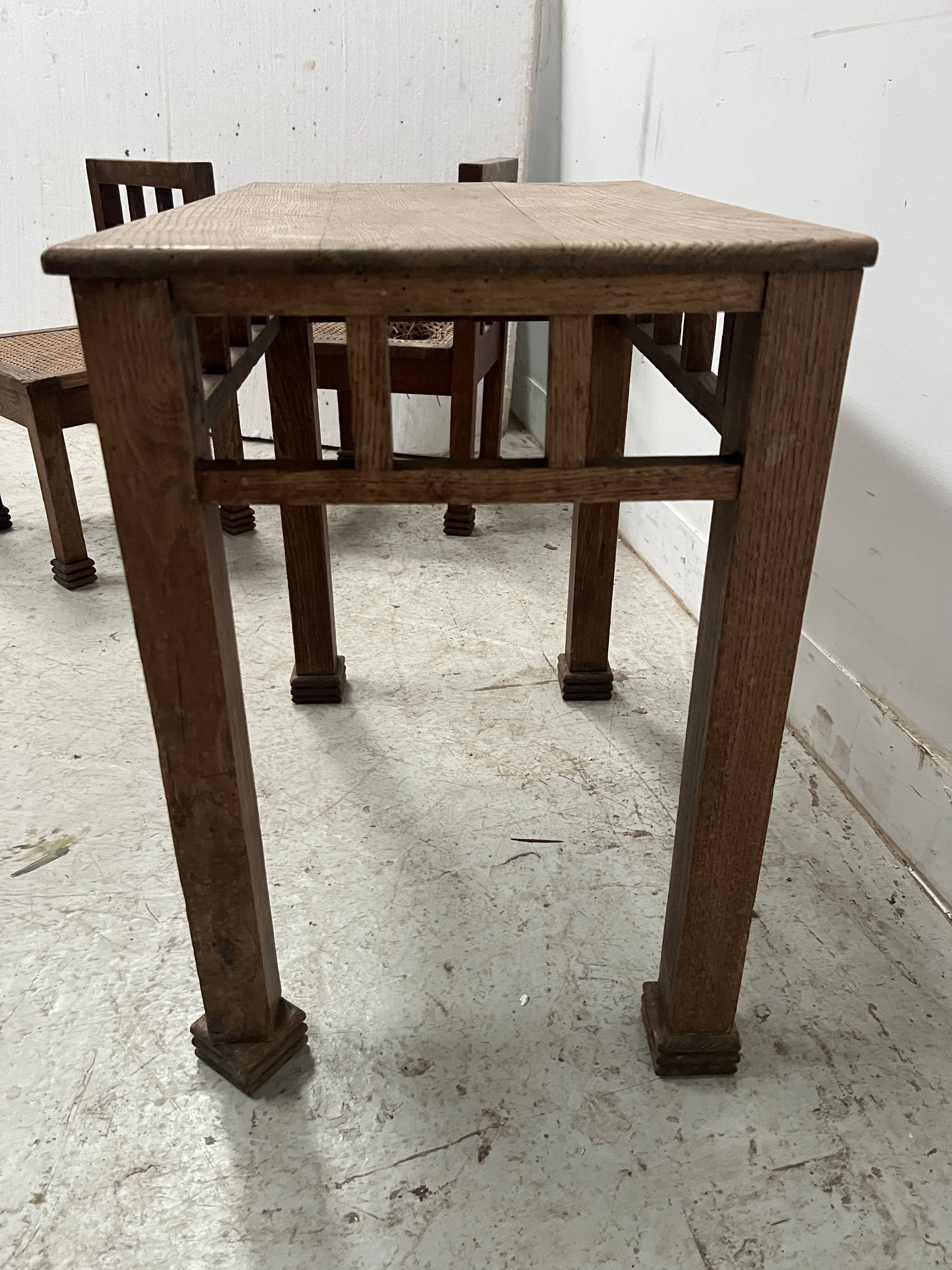 Architectural coffee table in solid oak. 20th century.