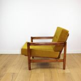 Wooden armchair designed by Z. Baczyk brown vintage yellow-olive