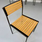 6 old metal and wood chairs, Italian design from the 80s, vintage