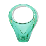 1960s glass basket, designed by M. Klinger, Zelezny Brod Sklo, Czechoslovakia