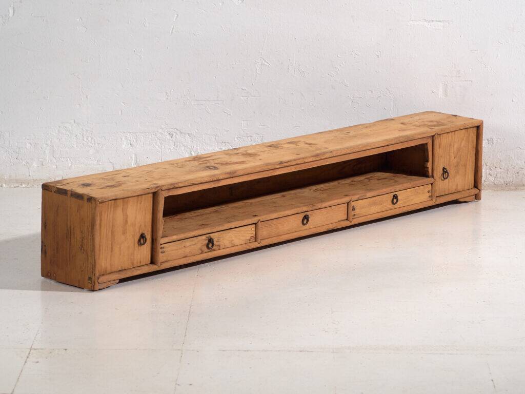 Chinese low cabinet in stripped wood – China, Qing dynasty – circa 1900