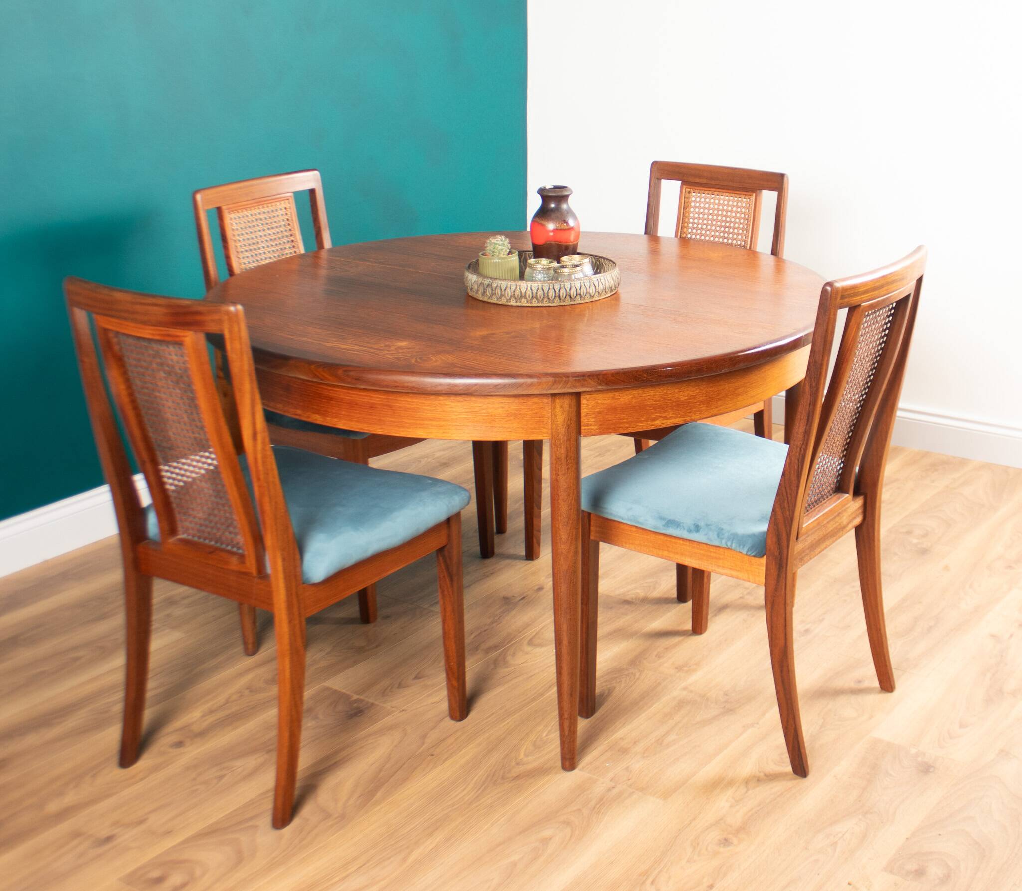 Retro teak gplan 1960s fresco dining table & 4 four chairs by victor wilkins