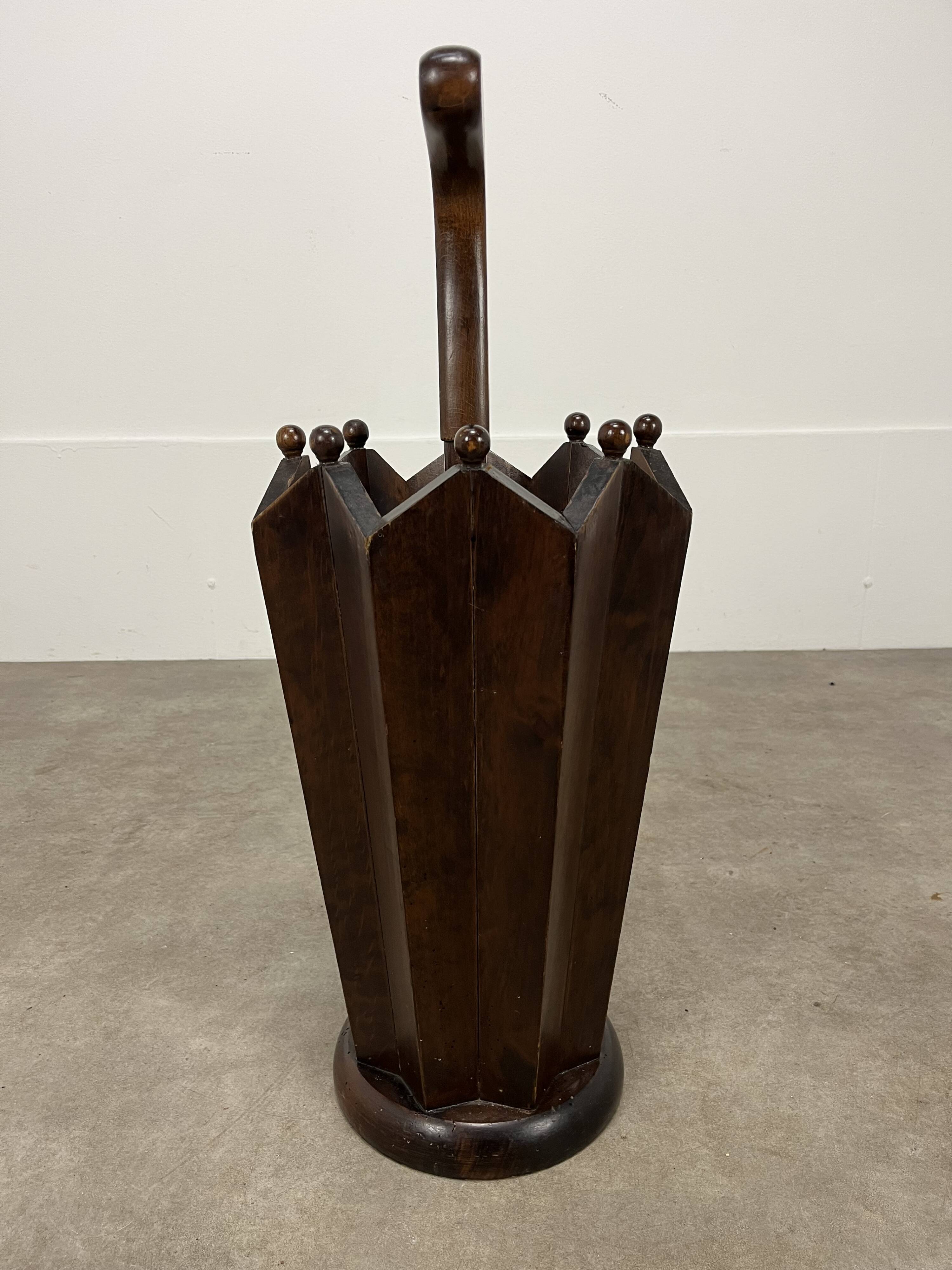 Art Deco wooden umbrella stand