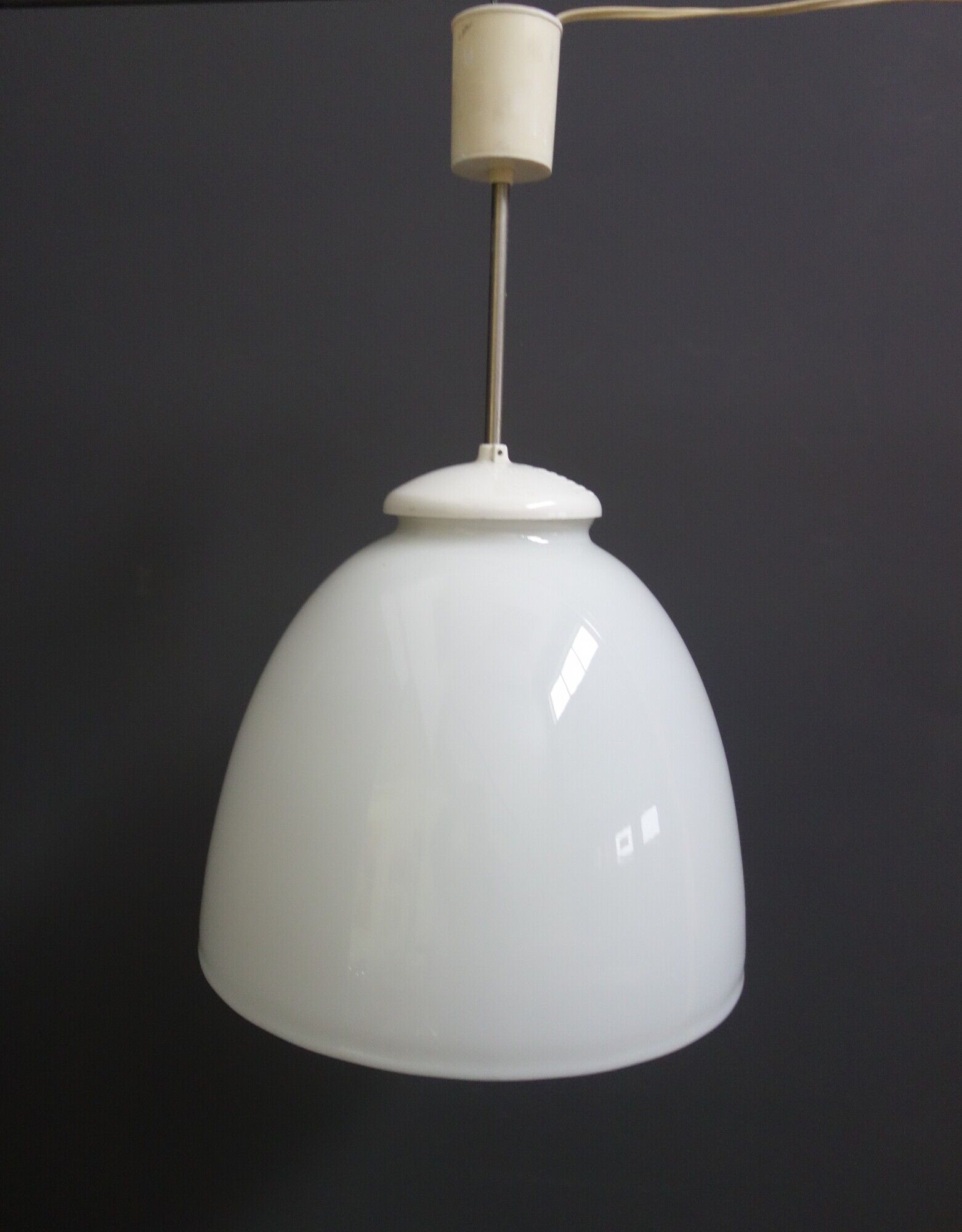 Vintage opaline pendant lamp, czechoslovakia 1950