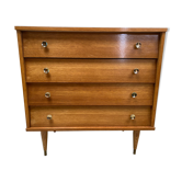 Chest of drawers 4 drawers veneer gilded oak, vintage 1970 Very good condition