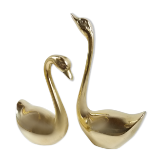 Couple de cygnes laiton