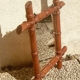 Old wooden mirror, carved bamboo way