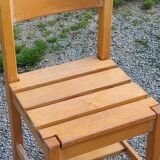 Set de 4 chaises des années 70 brutalistes en chêne