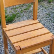 Set of 4 70s brutalist oak chairs