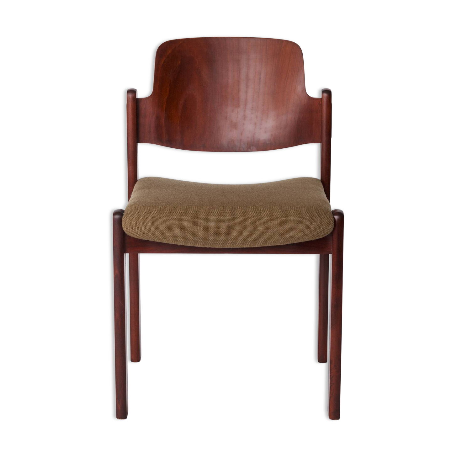 1 of 9 Vintage Lübke Stacking Chair, 1970s German Design, Dark Beech Wood