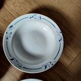 7 soup plates Hippolyte Boulenger-Creil-Montereau HBCM Model Narcisse Bleu