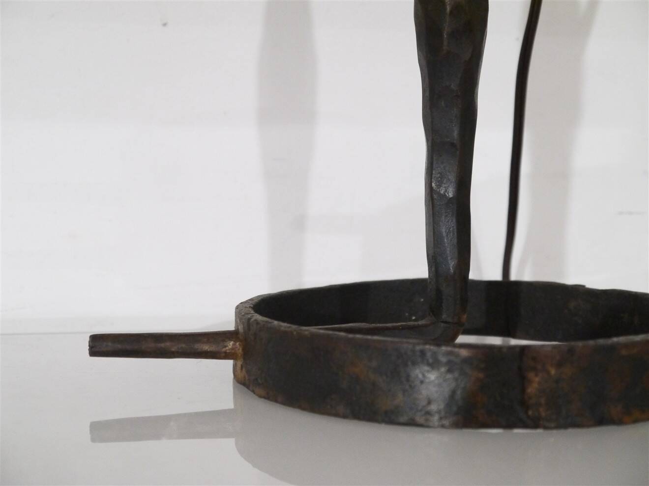 Brutalist hammered iron lamp from the 1950s.