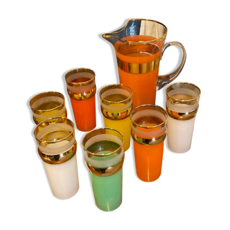 Orange service, 7 glasses and 1 carafe