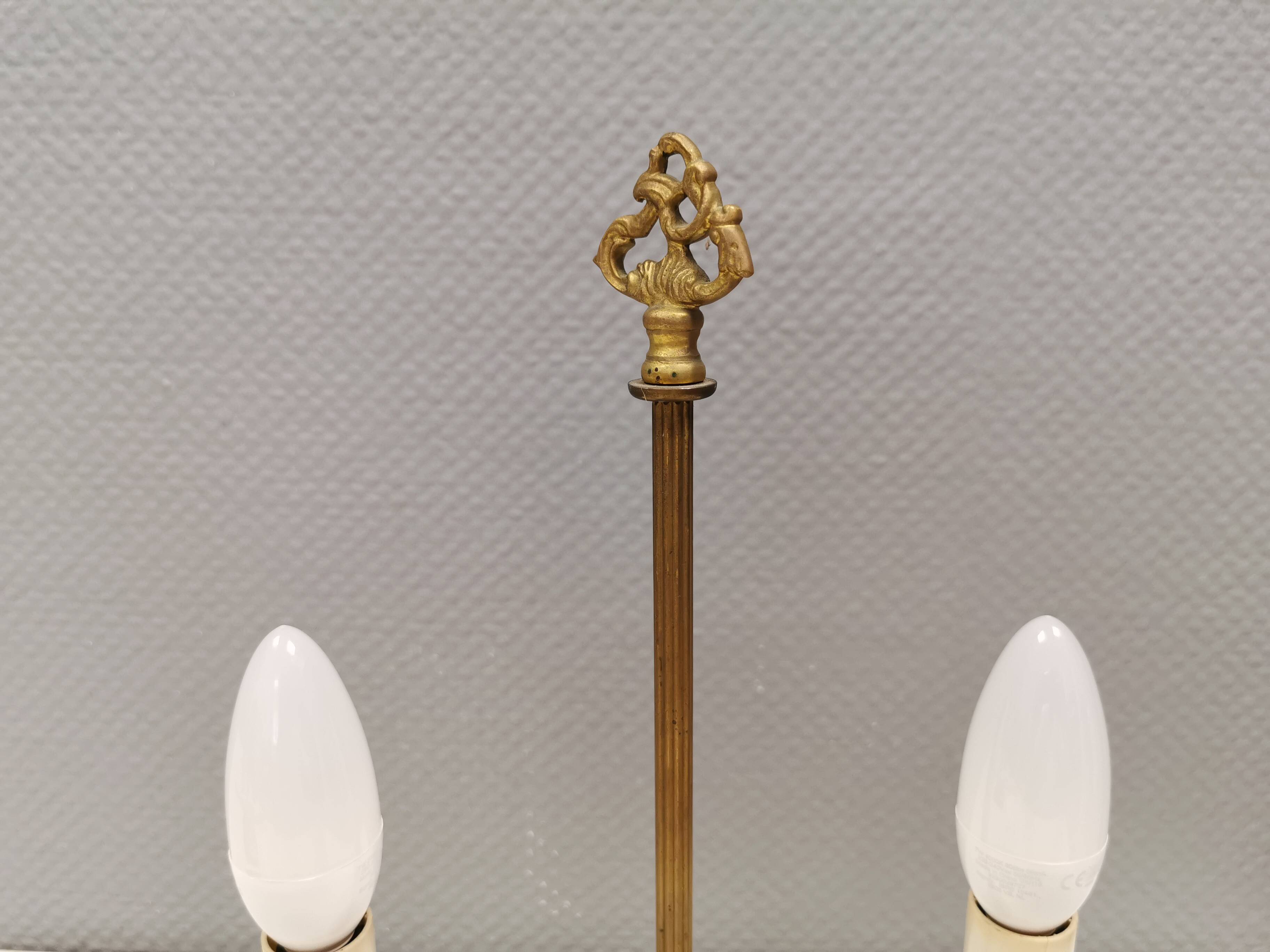 Very old Danish table lamp in brass and metal. 1930-1950s