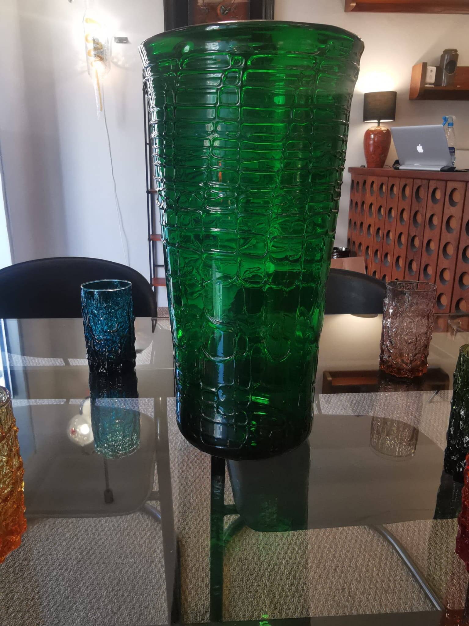 Vintage XXL glass vase with “Croc” print