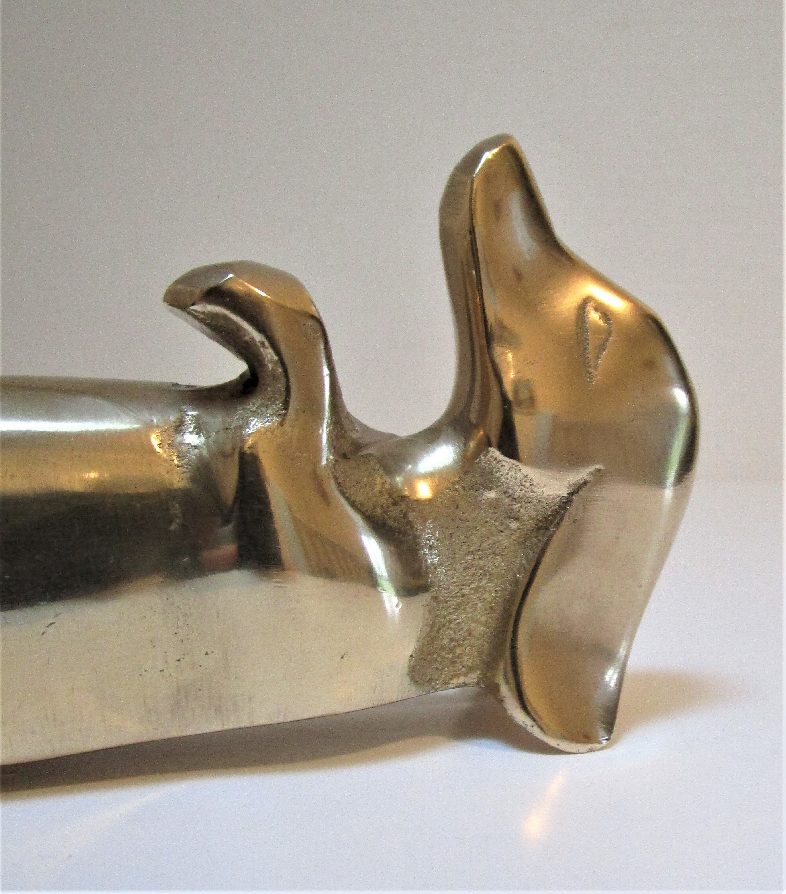 Dachshund solid brass vintage zoomorphic paperweight 60s-70s