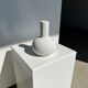 Handmade soliflore drop vase in terracotta painted white h:20 d:15