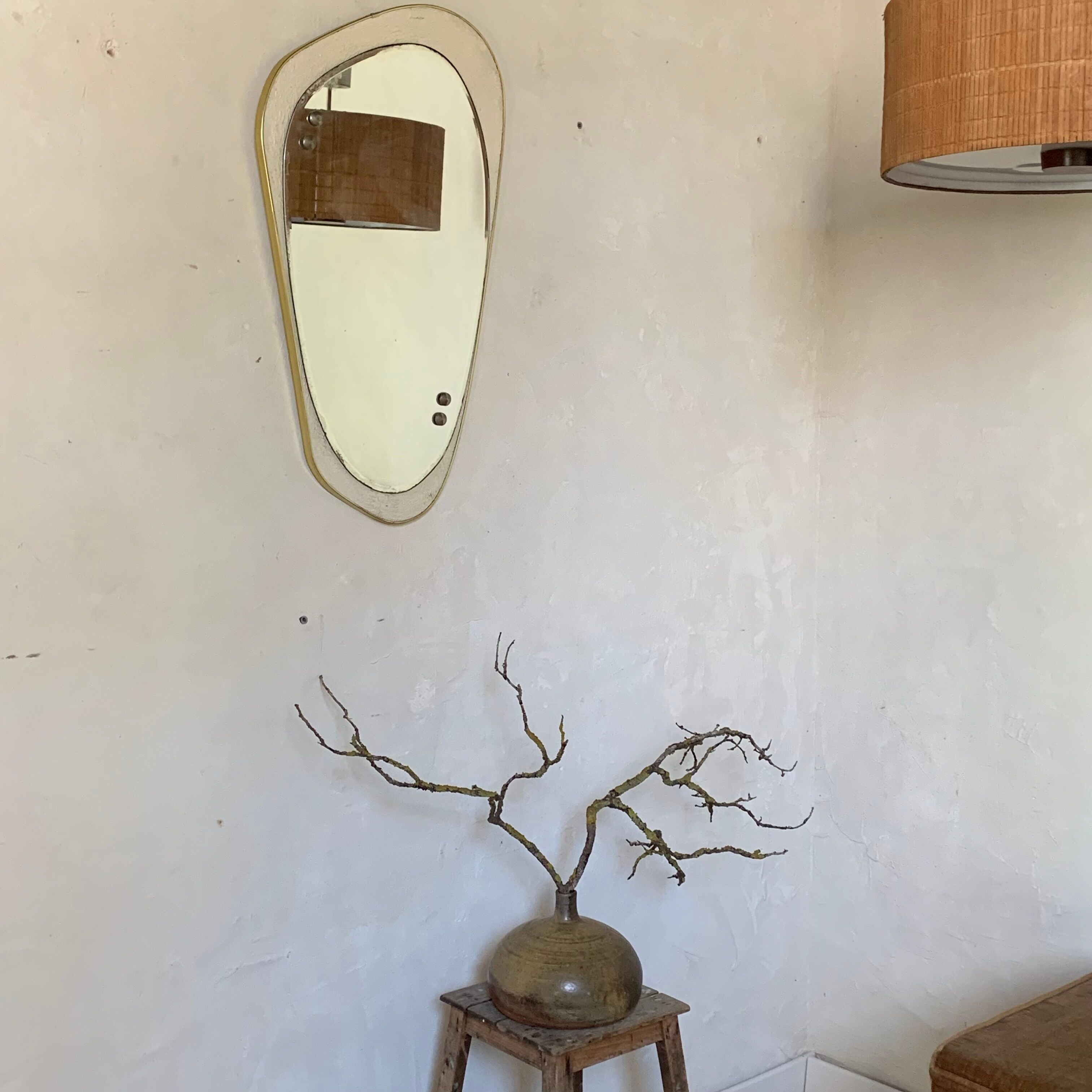 Asymmetrical gold wall mirror rearview mirror