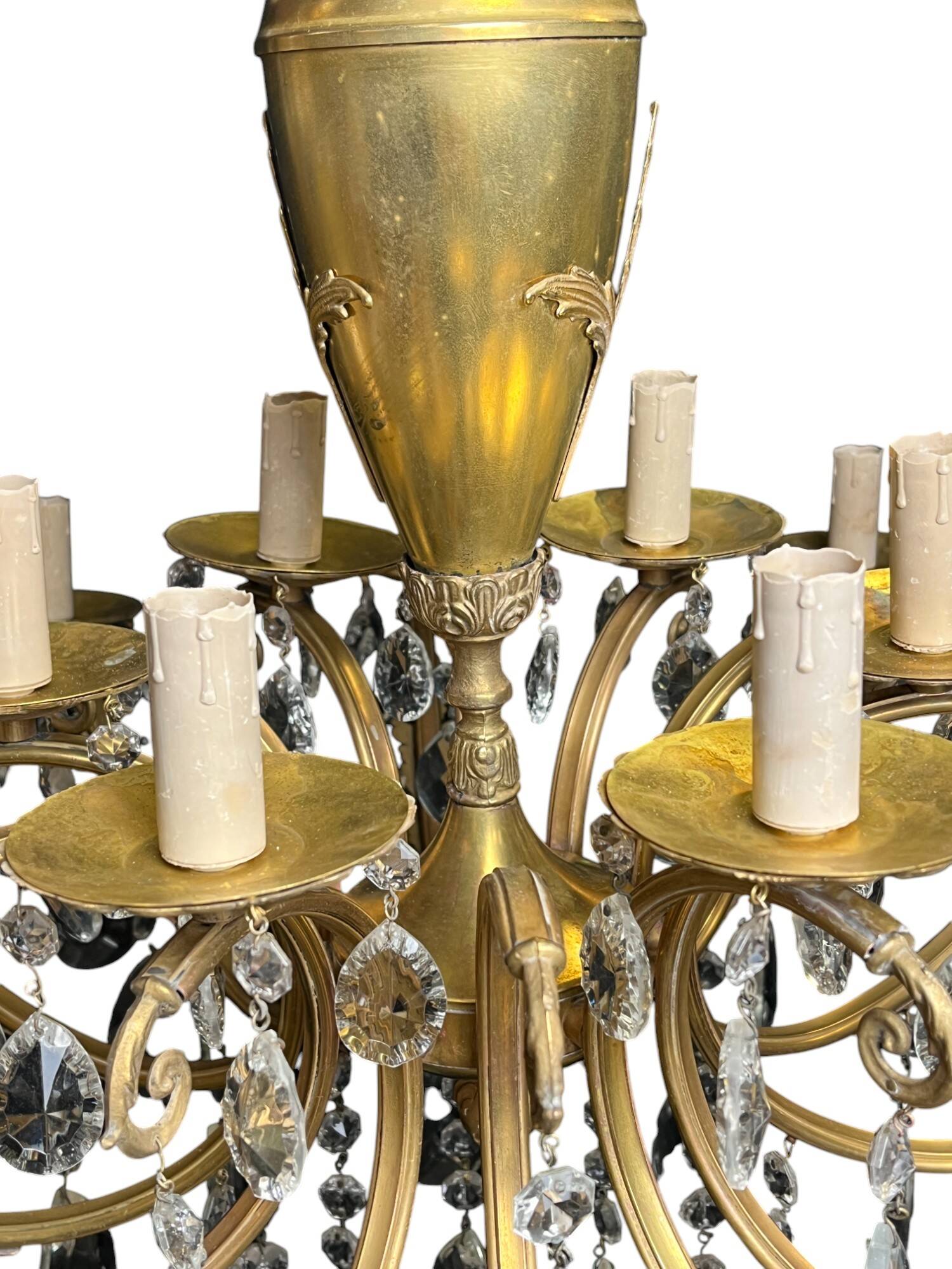 Napoleon III chandelier bronze brass crystal 18 lights late 19th century