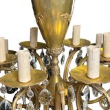 Lustre Napoléon III bronze laiton cristal 18 feux fin XIXème