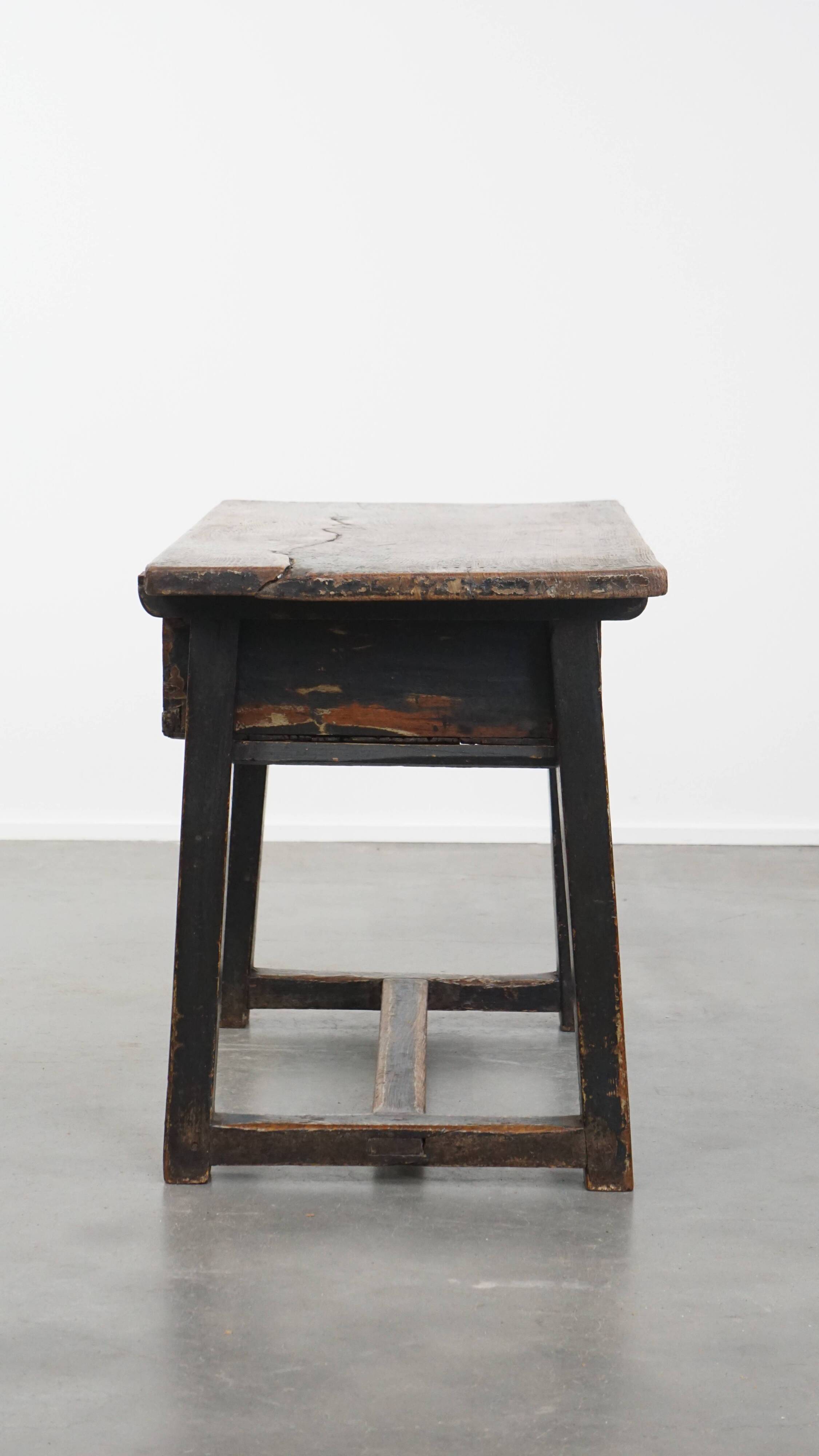 Antique Spanish side table from the late 18th century with a drawer